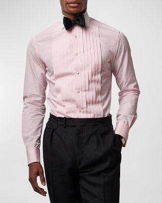 Men's Pleated French-Cuff Tuxedo Shirt