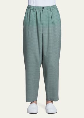 Men's Pleated Micro-Check Trousers