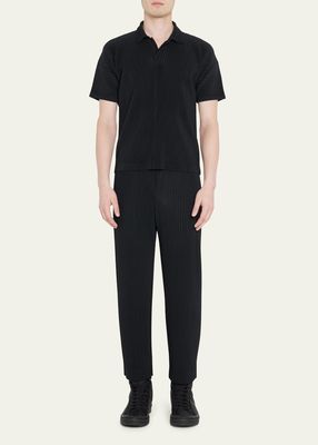 Men's Pleated Polyester Pants