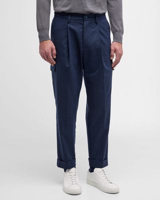 Men's Pleated Stretch Cargo Pants