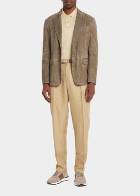 Men's Pleated Trousers with Belt
