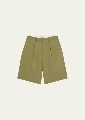 Men's Pleated Wide-Leg Bermuda Shorts