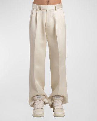 Men's Pleated Wool-Silk Pants