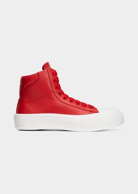 Men's Plimsoll Leather High-Top Sneakers