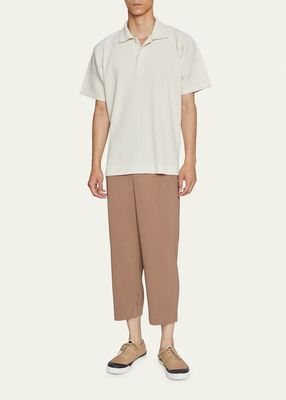 Men's Plisse Short-Sleeve Polo Shirt