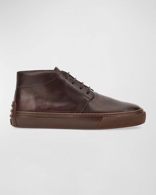 Men's Polacco Cassetta Leather Mid-Top Sneakers