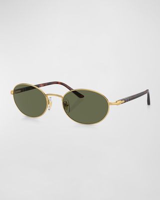 Men's Polarized Metal Oval Sunglasses