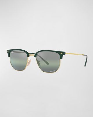 Men's Polarized Mirror Lens Half-Rim Sunglasses