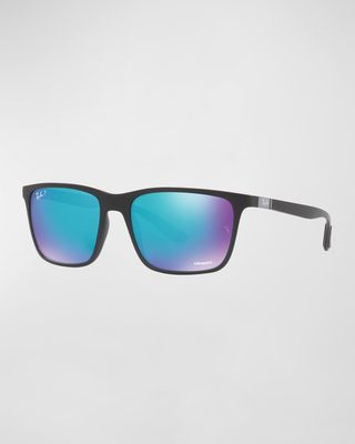 Men's Polarized Mirror Lens Rectangle Sunglasses