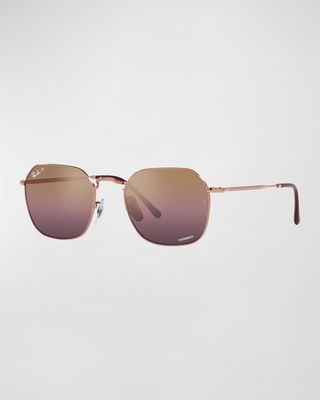 Men's Polarized Mirror-Lens Square Sunglasses