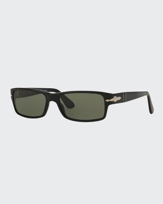 Men's Polarized Rectangle Solid Acetate Sunglasses