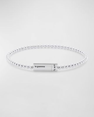 Men's Polished Silver Beaded Bracelet