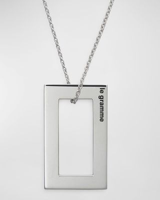 Men's Polished Sterling Silver Rectangle Cutout Pendant