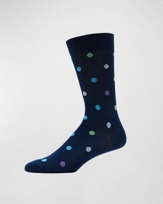 Men's Polka Dot Cotton-Blend Crew Socks