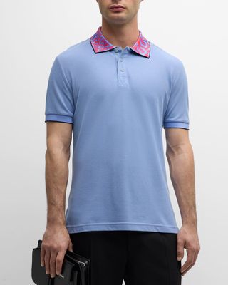 Men's Polo Shirt with Animalier Collar