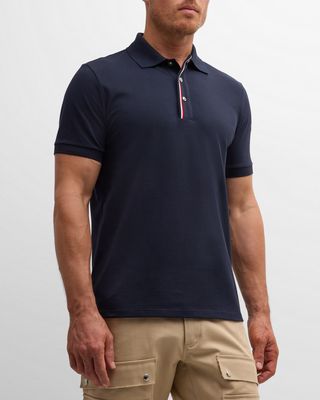 Men's Polo Shirt with Striped Snap Placket