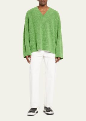 Men's Poly-Wool Textured Oversized Sweater