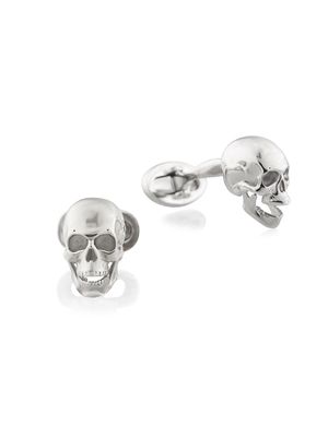 Men's Poor Yorick Skull Sterling Silver Cufflinks - Silver - Silver