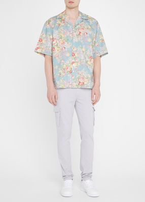 Men's Poplin Floral-Print Camp Shirt
