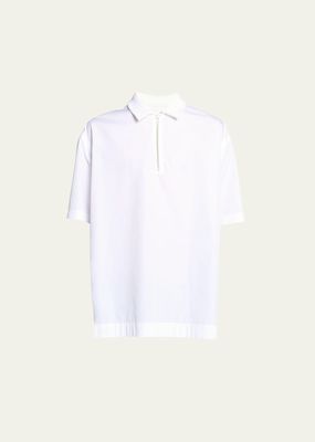Men's Poplin Quarter Zip Polo Shirt