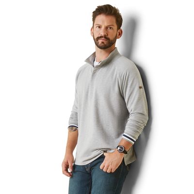 Men's Portola 1/2 Zip Sweatshirt in Heather Grey Cotton, Size: XS by Ariat