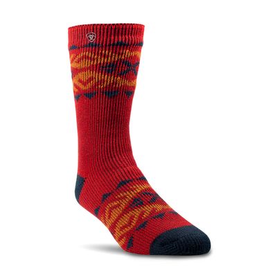 Men's Premium Alpine Socks Pair Multi Color in Red, Size: Large Regular by Ariat