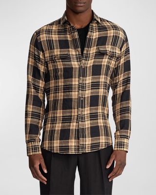 Men's Preseley Military Plaid Tweed Sport Shirt