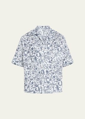 Men's Printed Linen Camp Shirt
