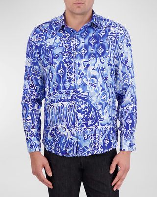 Men's Printed Silk Sport Shirt