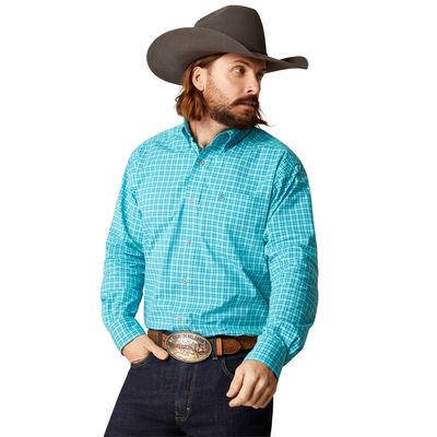 Men's Pro Series Brock Classic Fit Shirt in Blue Curacao, Size: XS by Ariat