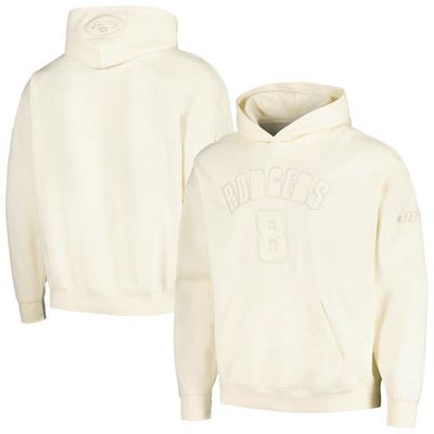 Men's Pro Standard Aaron Rodgers Cream New York Jets Player Name & Number Pullover Hoodie