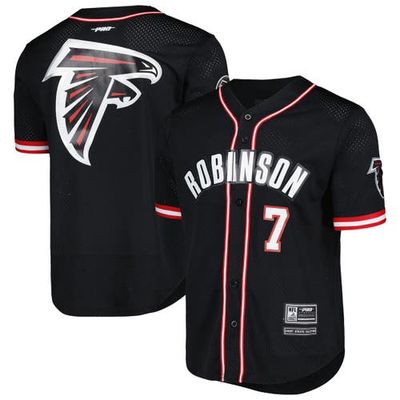 Men's Pro Standard Bijan Robinson Black Atlanta Falcons Mesh Baseball Button-Up T-Shirt
