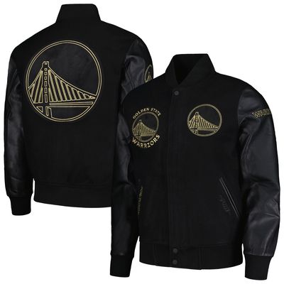 Men's Pro Standard Black Golden State Warriors Gold Stitch Varsity Jacket
