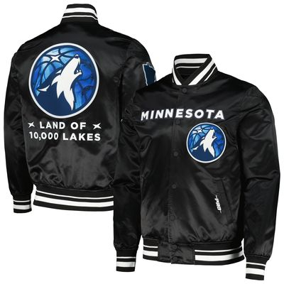 Men's Pro Standard Black Minnesota Timberwolves 2023/24 City Edition Satin Jacket