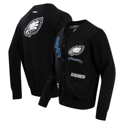 Men's Pro Standard Black Philadelphia Eagles Prep Button-Up Cardigan Sweater