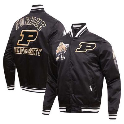 Men's Pro Standard Black Purdue Boilermakers Classic Satin Full-Snap Jacket