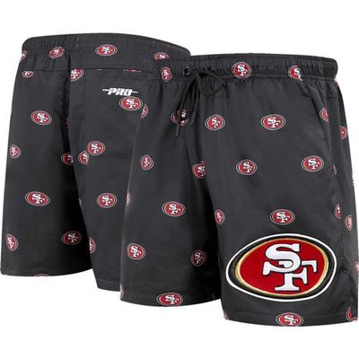 Men's Pro Standard Black San Francisco 49ers Allover Print Mini Logo Shorts