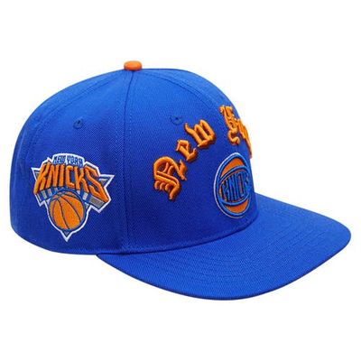 Men's Pro Standard Blue New York Knicks Old English Snapback Hat