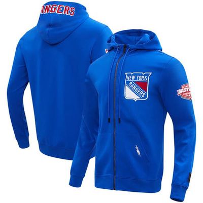 Men's Pro Standard Blue New York Rangers Classic Chenille Full-Zip Hoodie Jacket