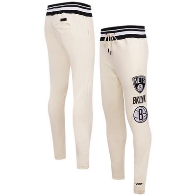 Men's Pro Standard Cream Brooklyn Nets Retro Classic Fleece Sweatpants