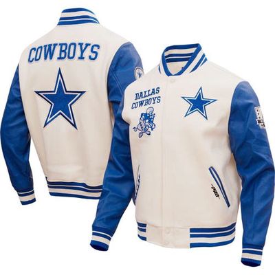 Men's Pro Standard Cream Dallas Cowboys Retro Classic Varsity Full-Zip Jacket