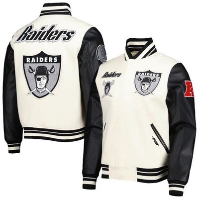 Men's Pro Standard Cream Las Vegas Raiders Retro Classic Varsity Full-Zip Jacket