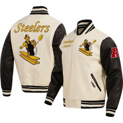 Men's Pro Standard Cream Pittsburgh Steelers Retro Classic Varsity Full-Zip Jacket