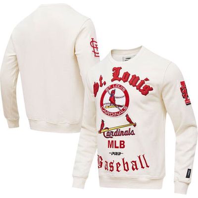 Men's Pro Standard Cream St. Louis Cardinals Cooperstown Collection Retro Old English Pullover Sweatshirt