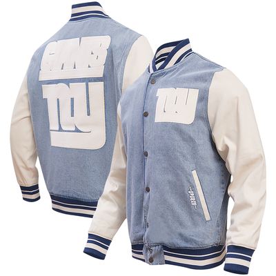 Men's Pro Standard Denim New York Giants Varsity Blues Full-Snap Varsity Jacket