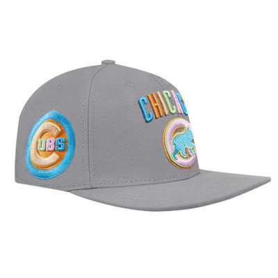 Men's Pro Standard Gray Chicago Cubs Washed Neon Snapback Hat