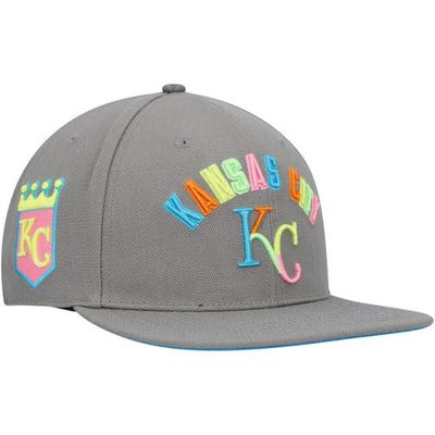 Men's Pro Standard Gray Kansas City Royals Washed Neon Snapback Hat