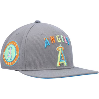 Men's Pro Standard Gray Los Angeles Angels Washed Neon Snapback Hat