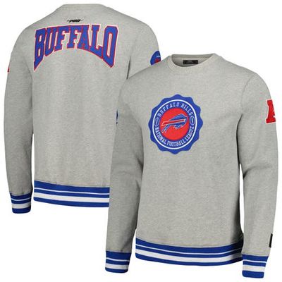 Men's Pro Standard Heather Gray Buffalo Bills Crest Emblem Pullover Sweatshirt