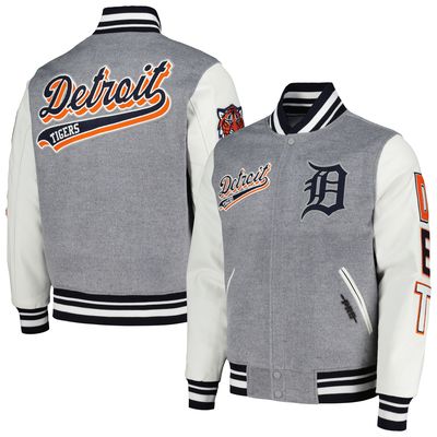 Men's Pro Standard Heather Gray Detroit Tigers Script Tail Wool Full-Zip Varity Jacket